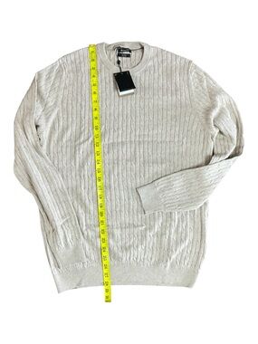 NWT Massimo Dutti Men's Cable Knit Crew Neck Sweater - Beige / Oatmeal
